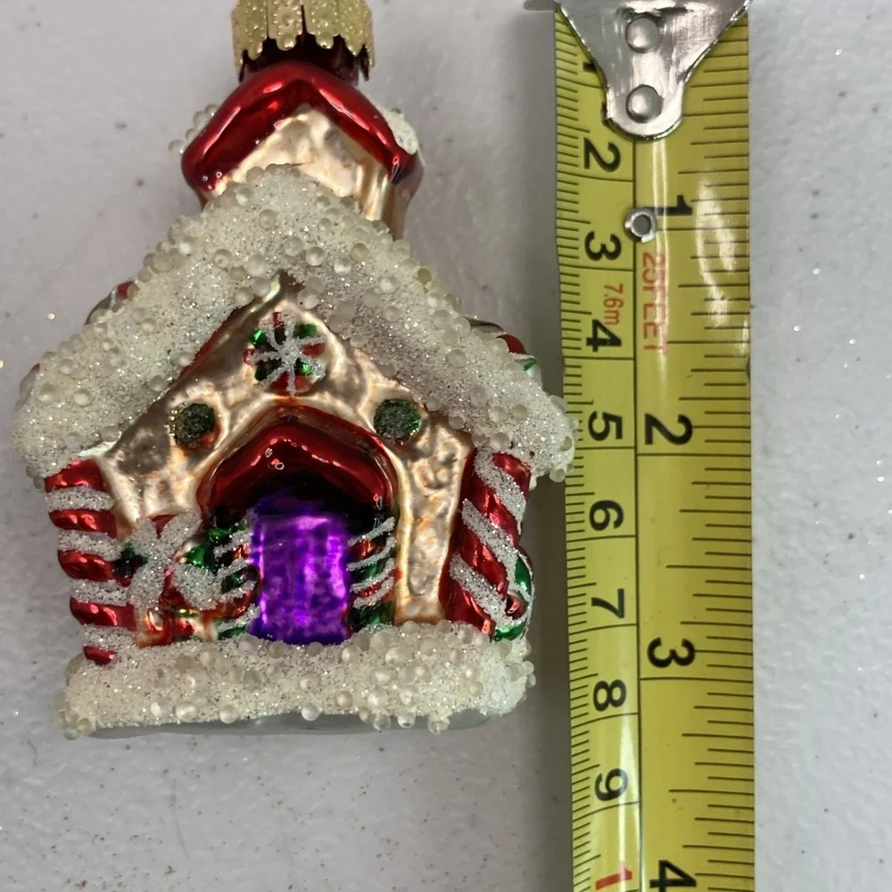 Lot Of 3 Vtg Christmas Glass Blown Ornament Gingerbread House Marked UT‎